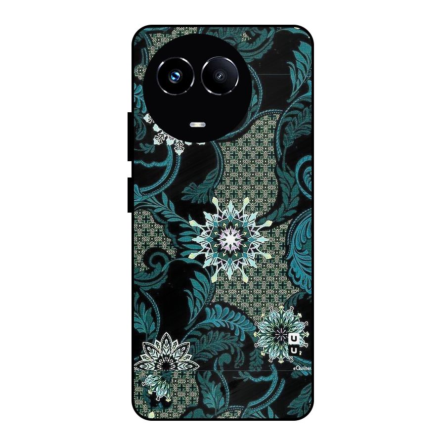 Bottle Green Floral Metal Back Case for Realme 11X