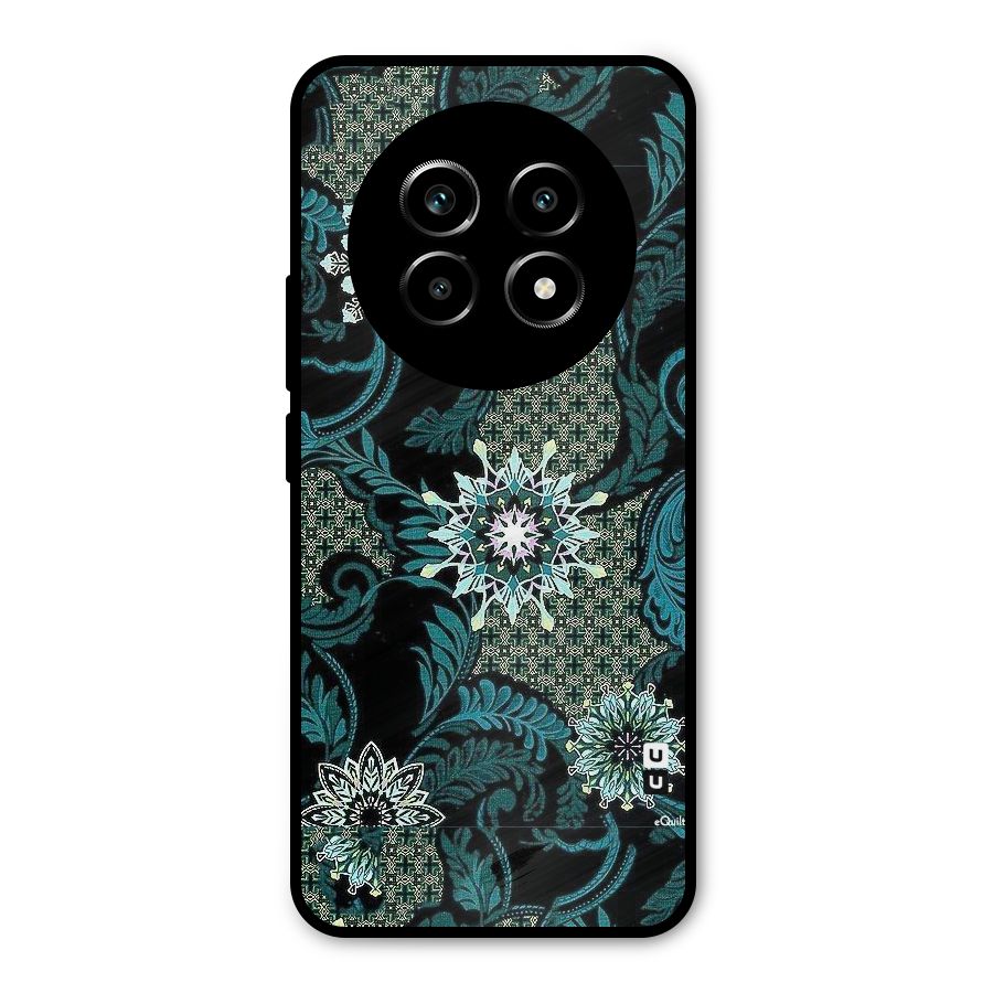 Bottle Green Floral Metal Back Case for Realme 14 Pro Lite