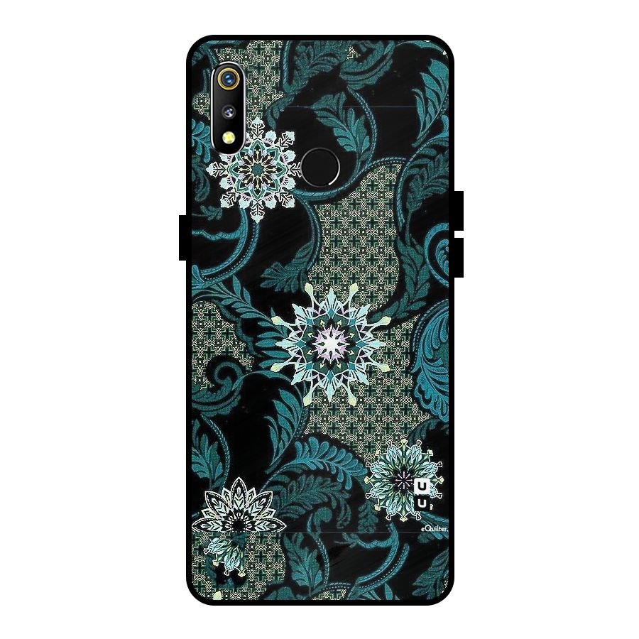 Bottle Green Floral Metal Back Case for Realme 3i