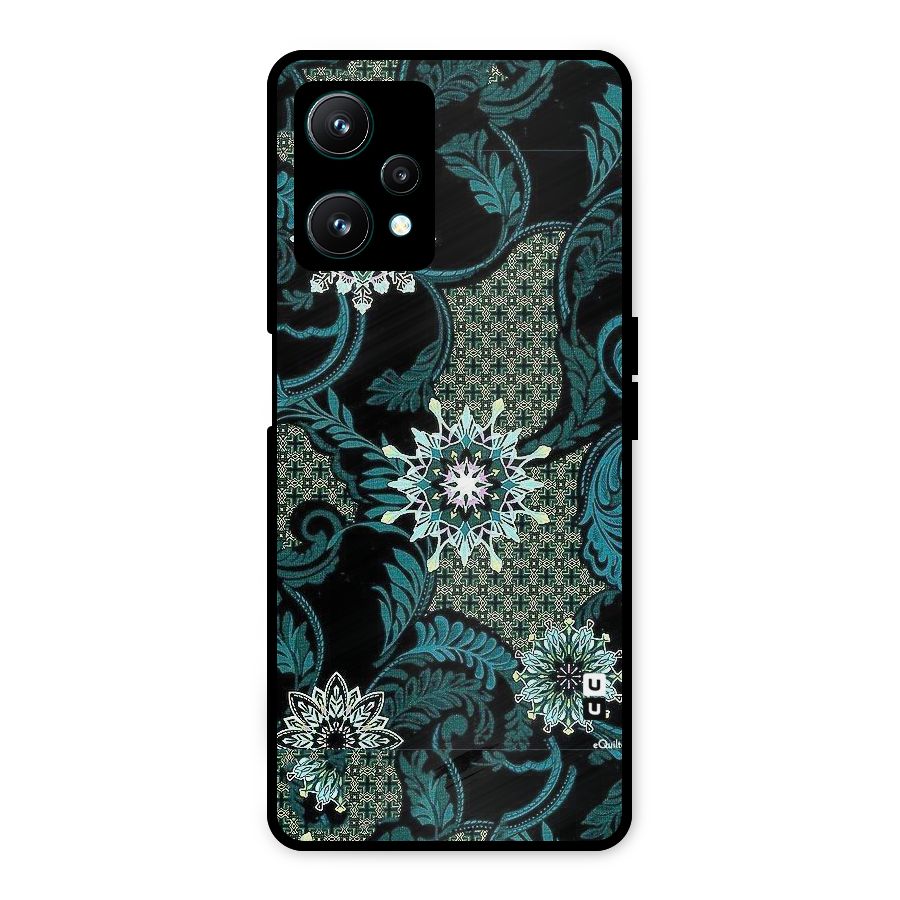 Bottle Green Floral Metal Back Case for Realme 9 Pro 5G