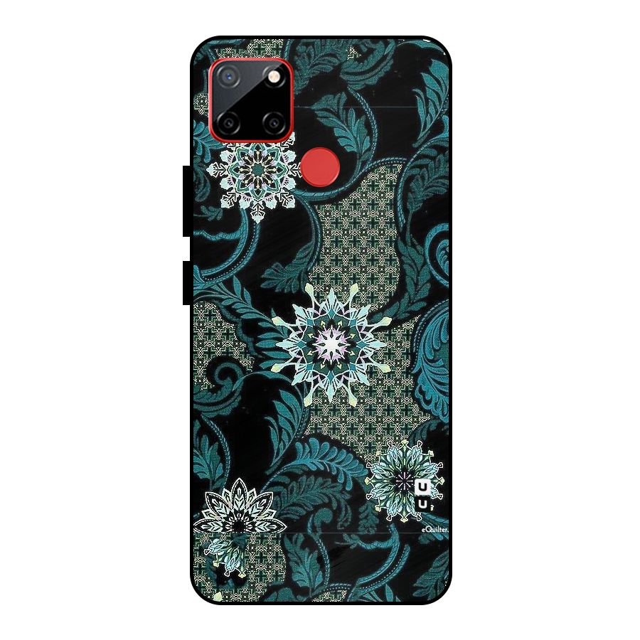 Bottle Green Floral Metal Back Case for Realme C12