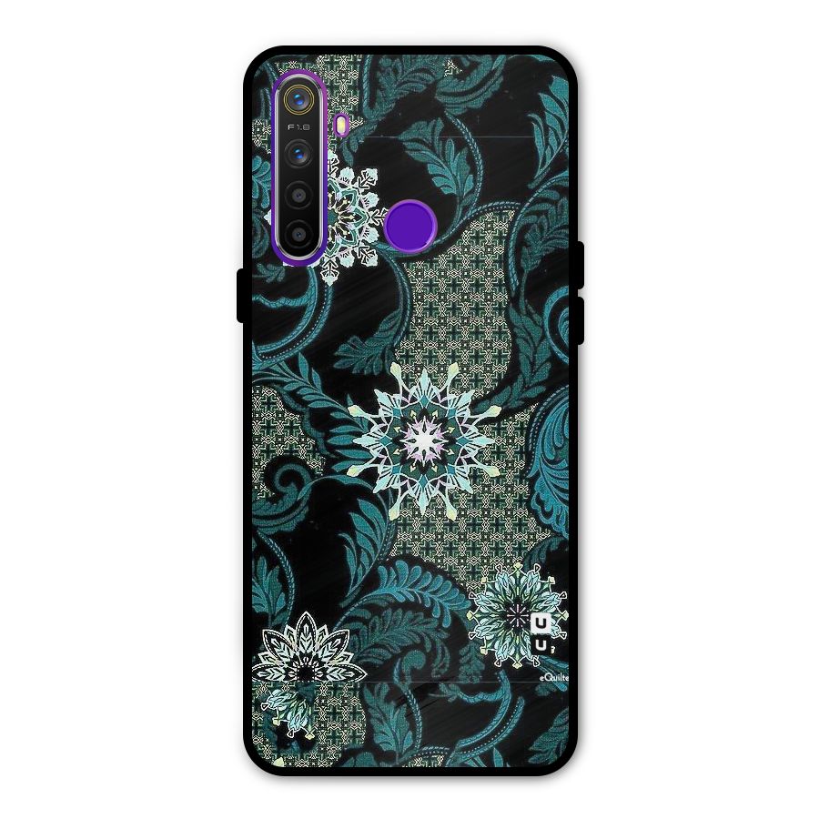 Bottle Green Floral Metal Back Case for Realme Narzo 10