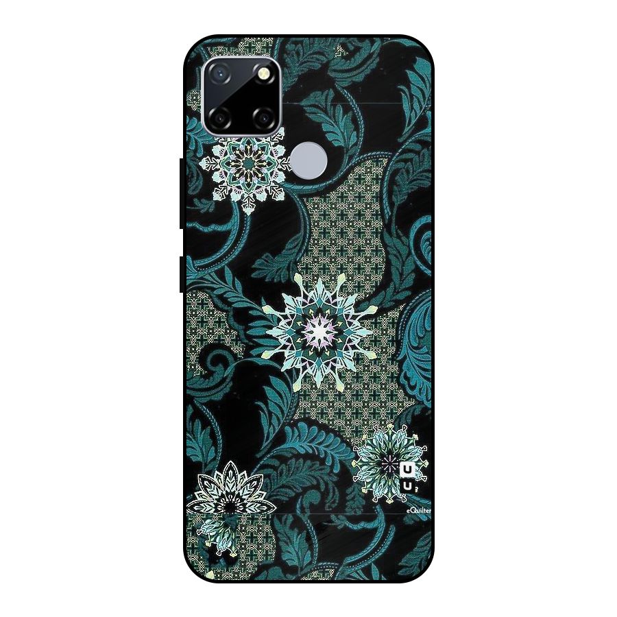 Bottle Green Floral Metal Back Case for Realme Narzo 20