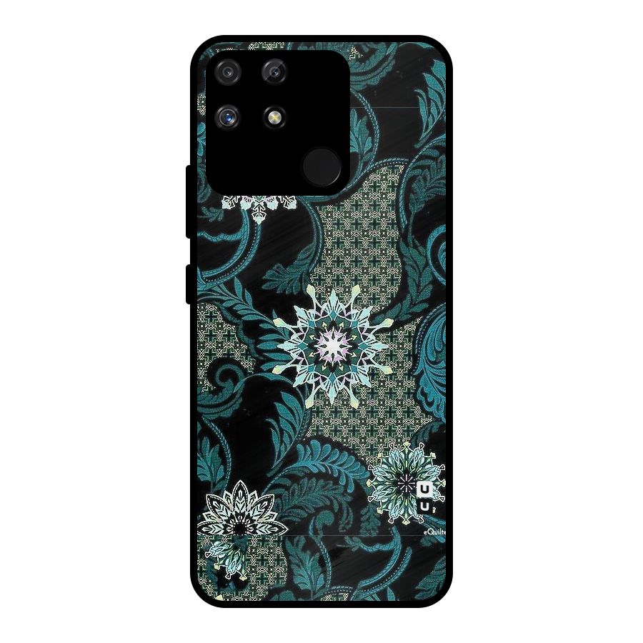 Bottle Green Floral Metal Back Case for Realme Narzo 50A