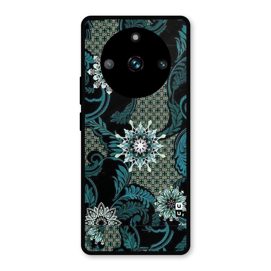 Bottle Green Floral Metal Back Case for Realme Narzo 60 Pro