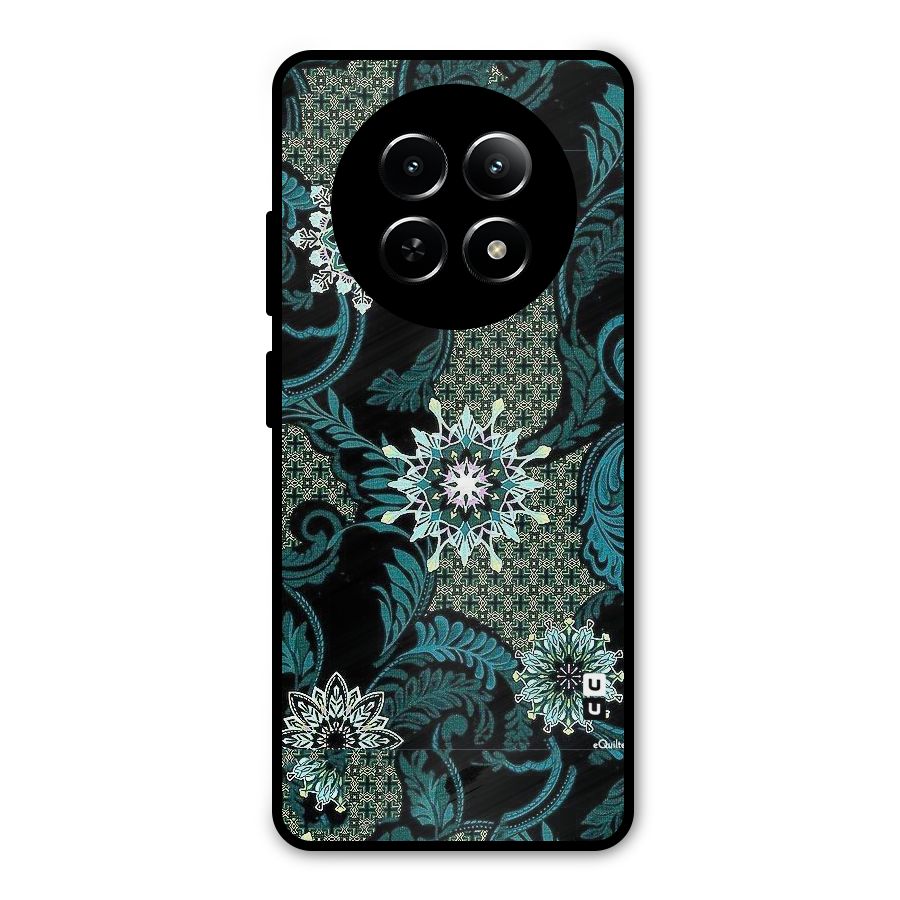 Bottle Green Floral Metal Back Case for Realme Narzo N65
