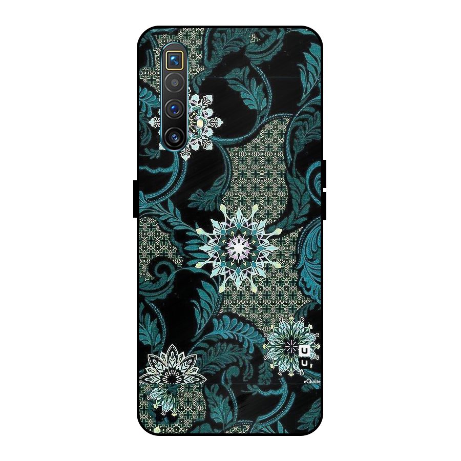Bottle Green Floral Metal Back Case for Realme X3
