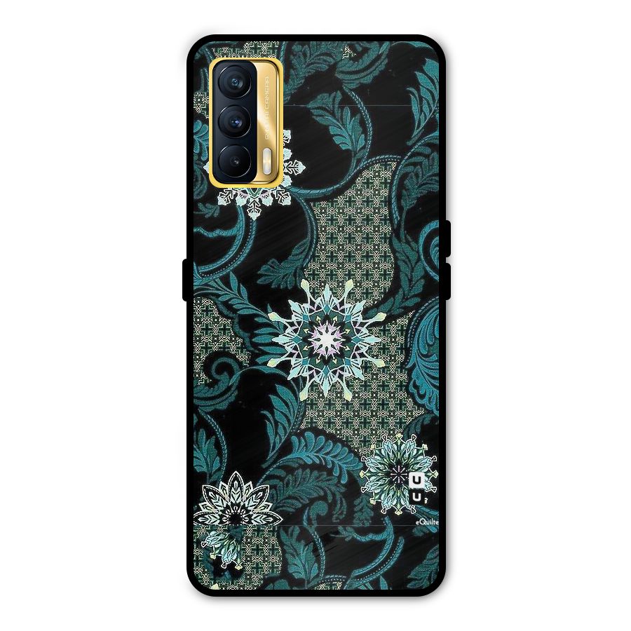 Bottle Green Floral Metal Back Case for Realme X7