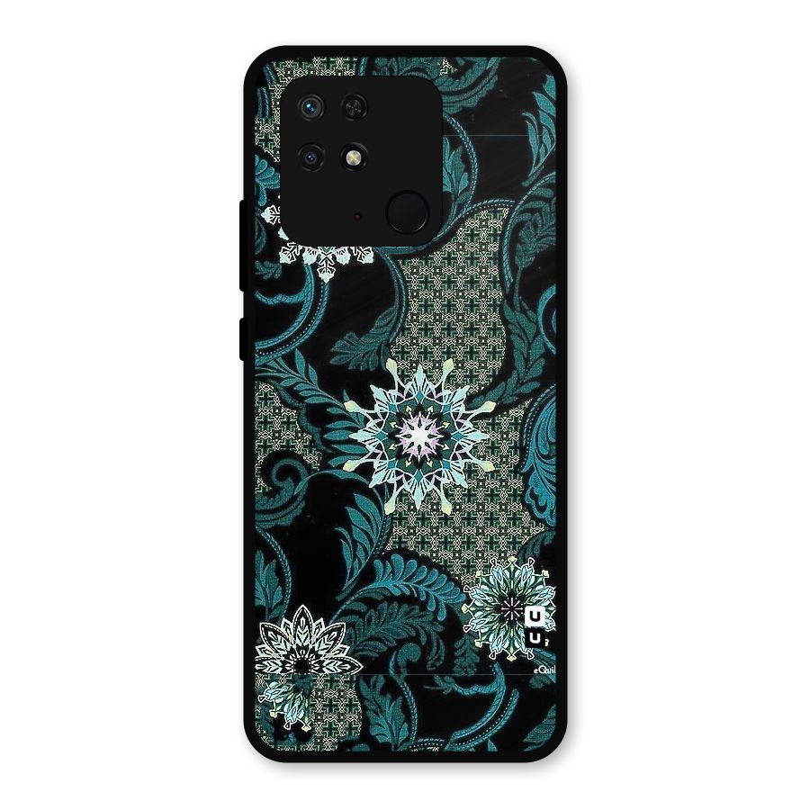 Bottle Green Floral Metal Back Case for Redmi 10