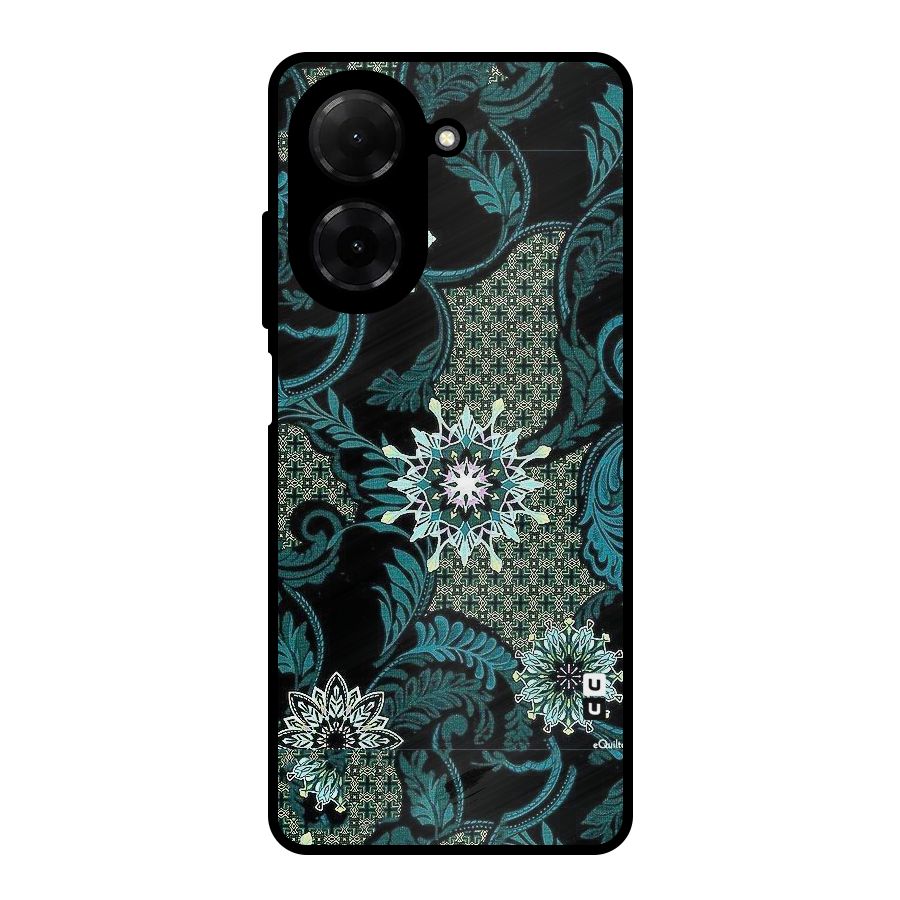 Bottle Green Floral Metal Back Case for Redmi A5 4G