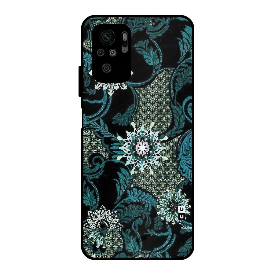 Bottle Green Floral Metal Back Case for Redmi Note 10S