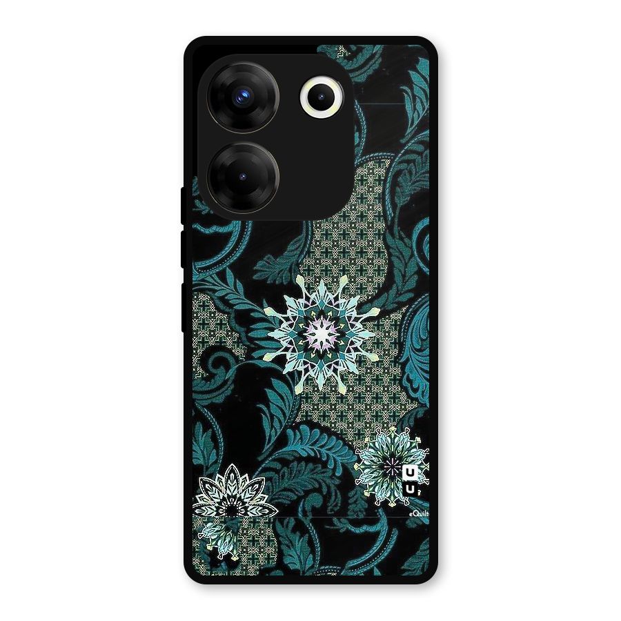 Bottle Green Floral Metal Back Case for Tecno Camon 20