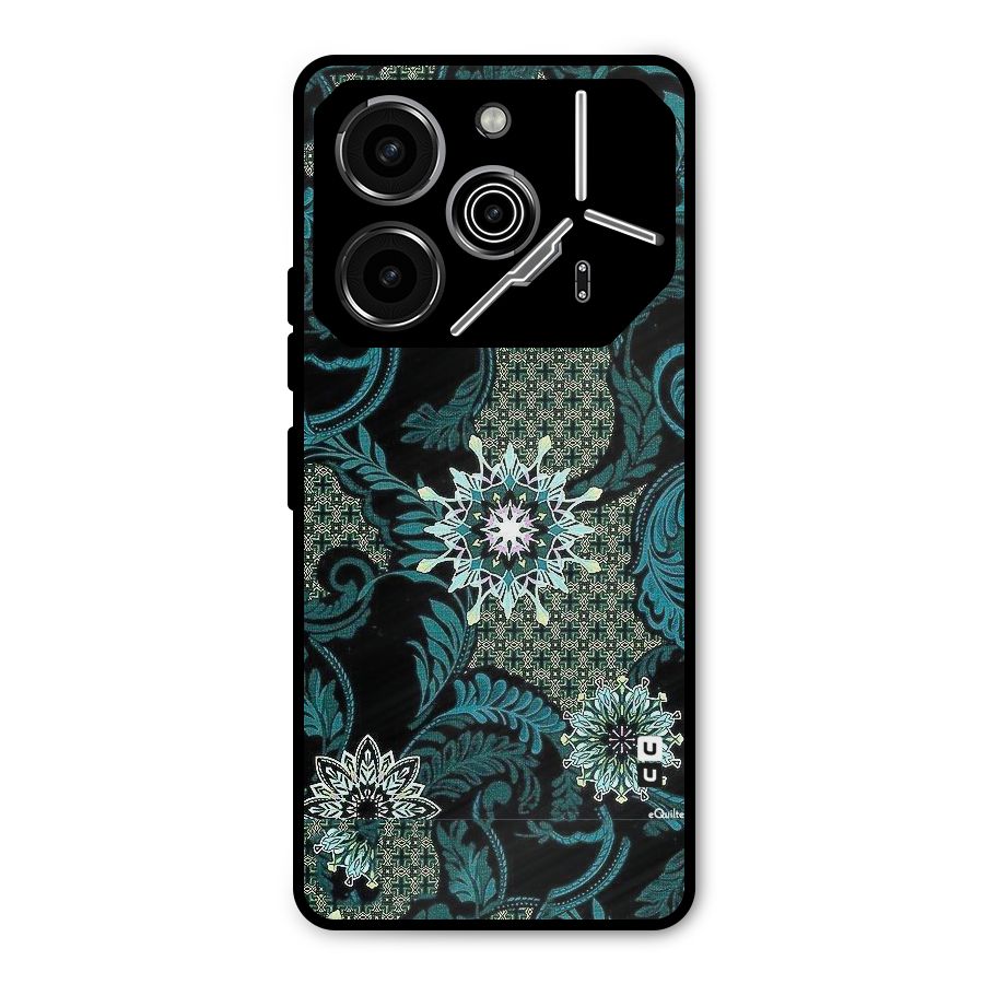 Bottle Green Floral Metal Back Case for Tecno Pova 6 Pro