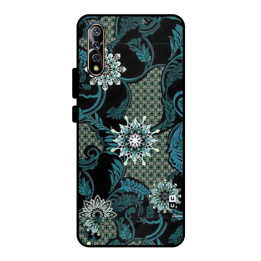 Bottle Green Floral Metal Back Case for Vivo S1
