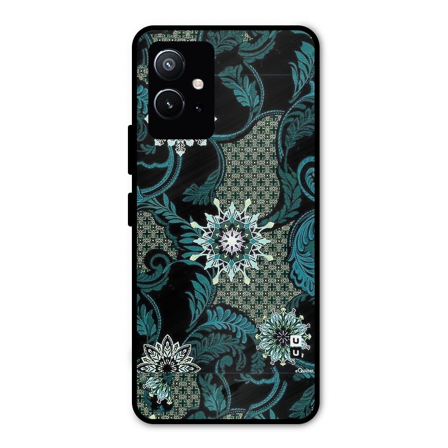 Bottle Green Floral Metal Back Case for Vivo T1 5G