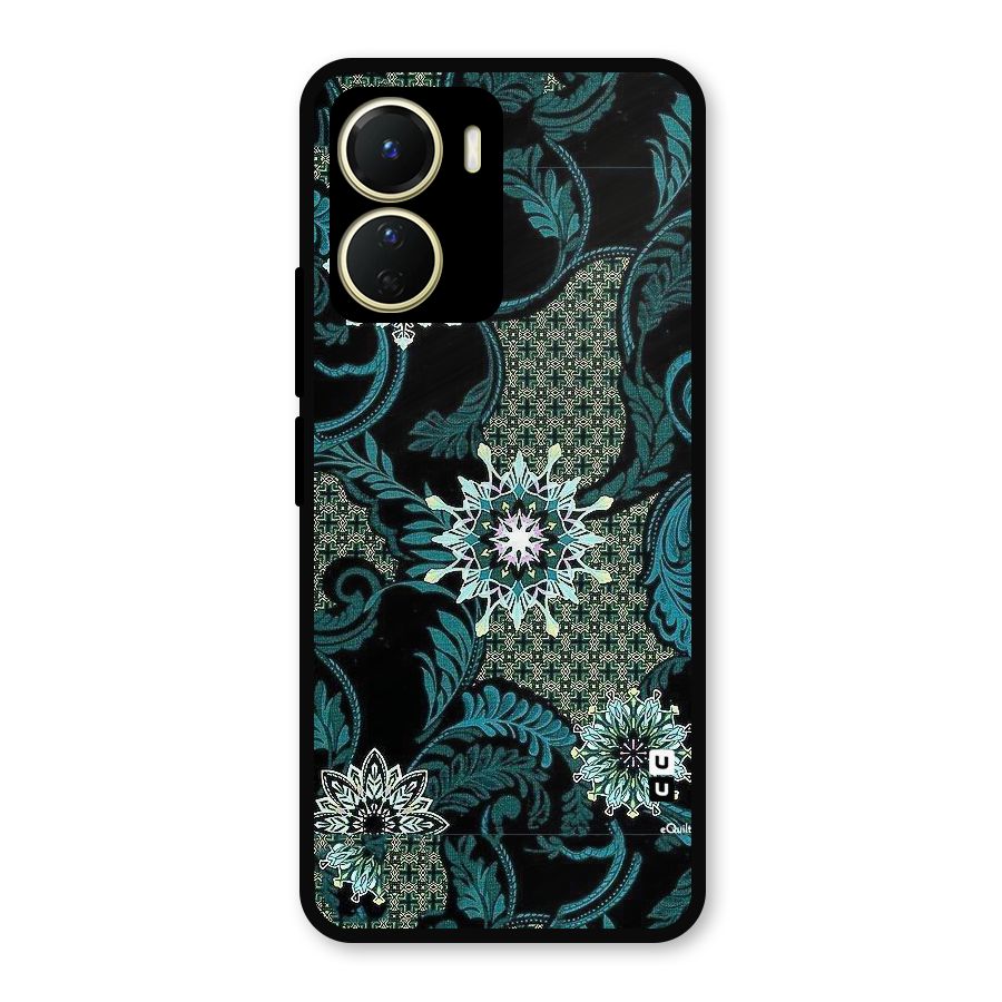 Bottle Green Floral Metal Back Case for Vivo T2x