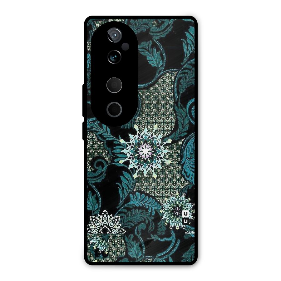Bottle Green Floral Metal Back Case for Vivo T3 Ultra