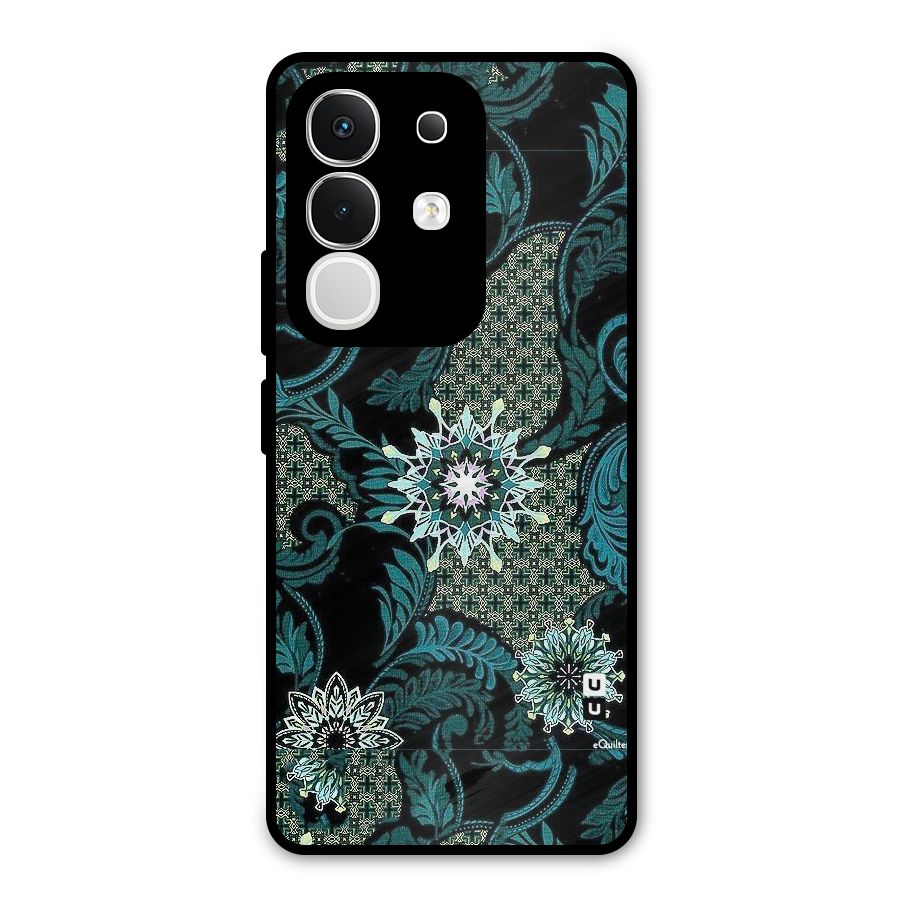 Bottle Green Floral Metal Back Case for Vivo T4x