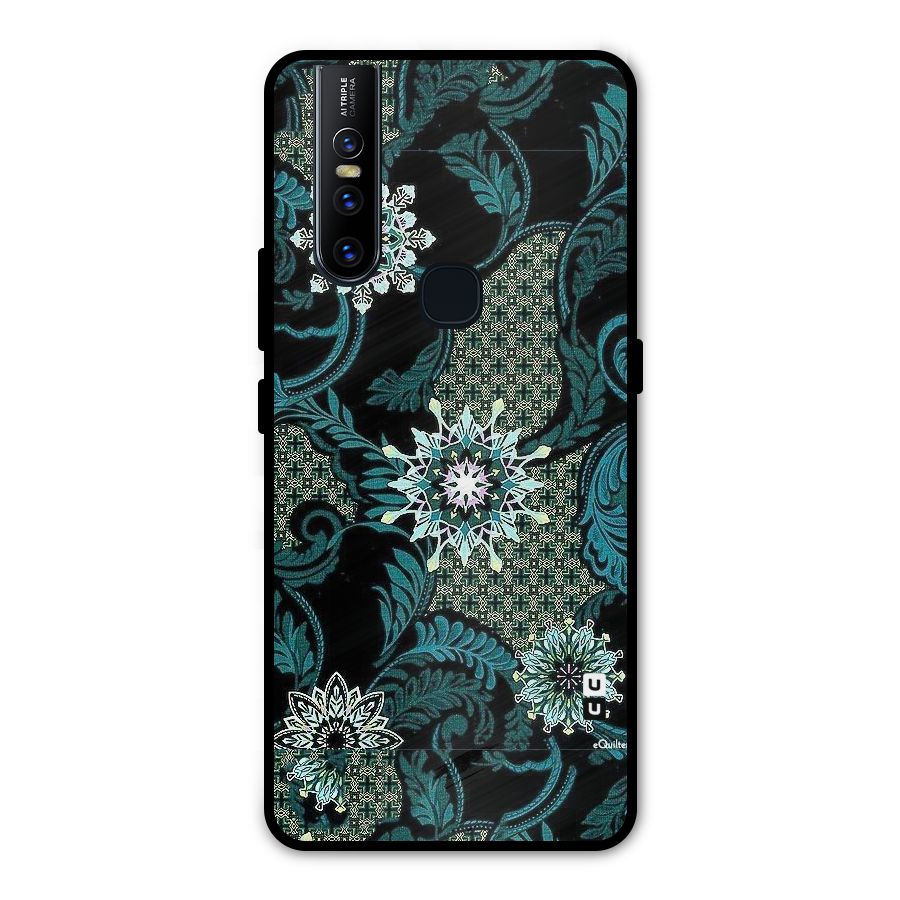 Bottle Green Floral Metal Back Case for Vivo V15