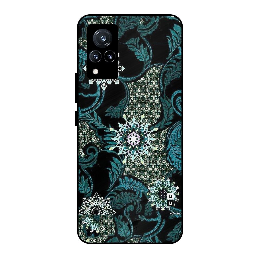 Bottle Green Floral Metal Back Case for Vivo V21 5G