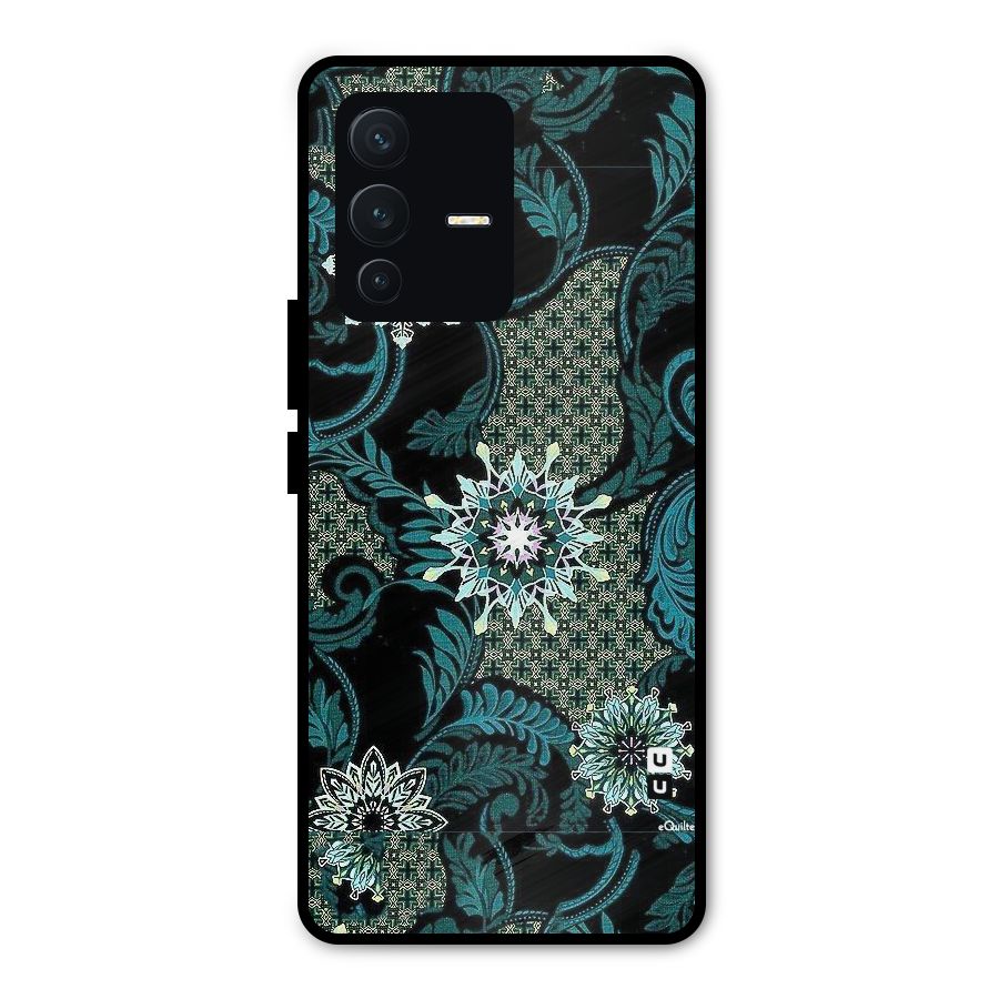 Bottle Green Floral Metal Back Case for Vivo V23 Pro