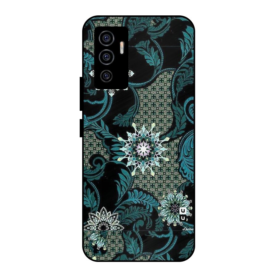 Bottle Green Floral Metal Back Case for Vivo V23e