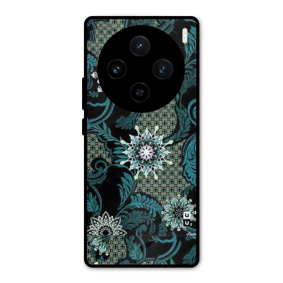 Bottle Green Floral Metal Back Case for Vivo X100