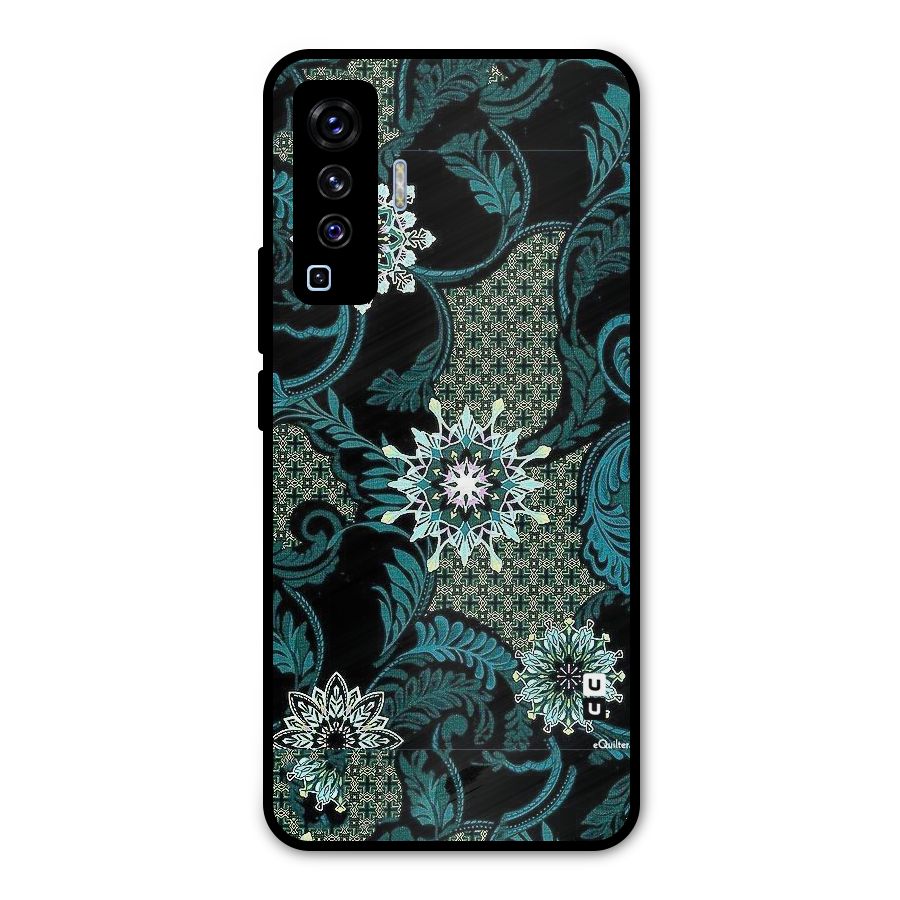 Bottle Green Floral Metal Back Case for Vivo X50