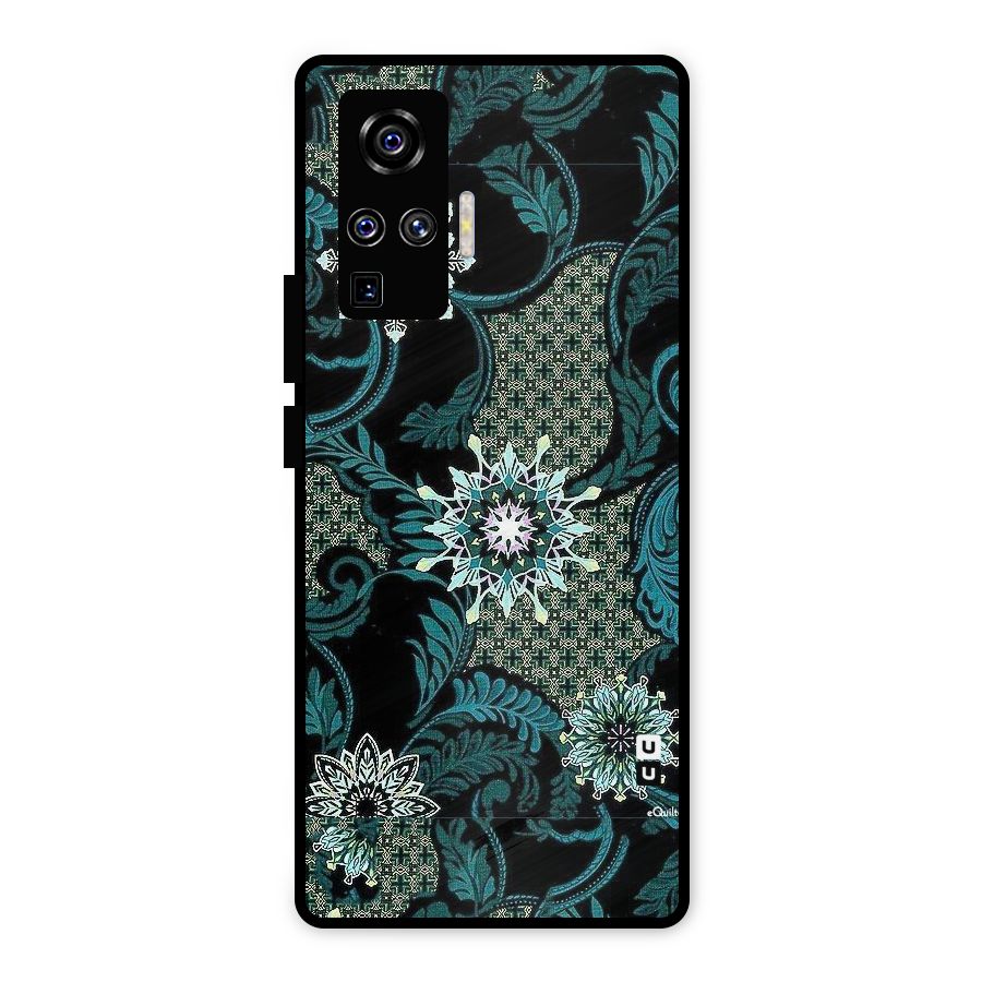 Bottle Green Floral Metal Back Case for Vivo X50 Pro