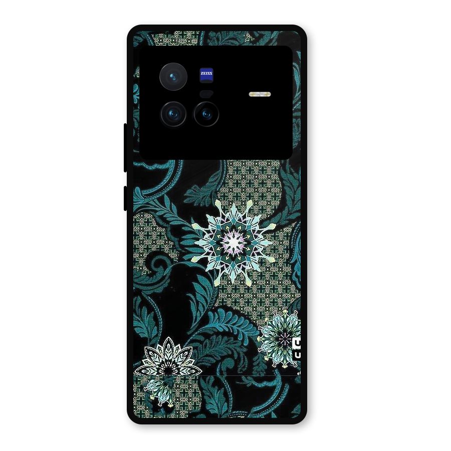 Bottle Green Floral Metal Back Case for Vivo X80