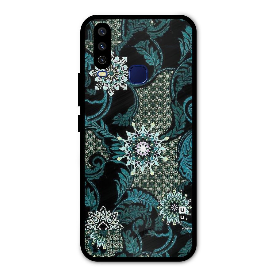 Bottle Green Floral Metal Back Case for Vivo Y15