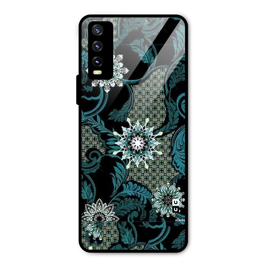 Bottle Green Floral Metal Back Case for Vivo Y20