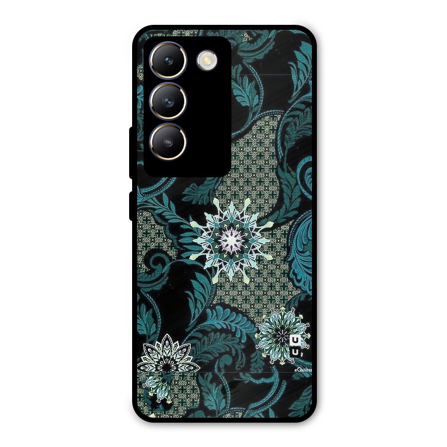 Bottle Green Floral Metal Back Case for Vivo Y200e