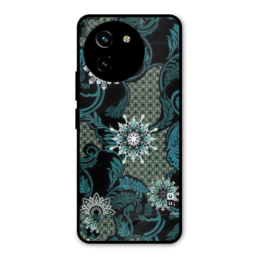 Bottle Green Floral Metal Back Case for Vivo Y200i