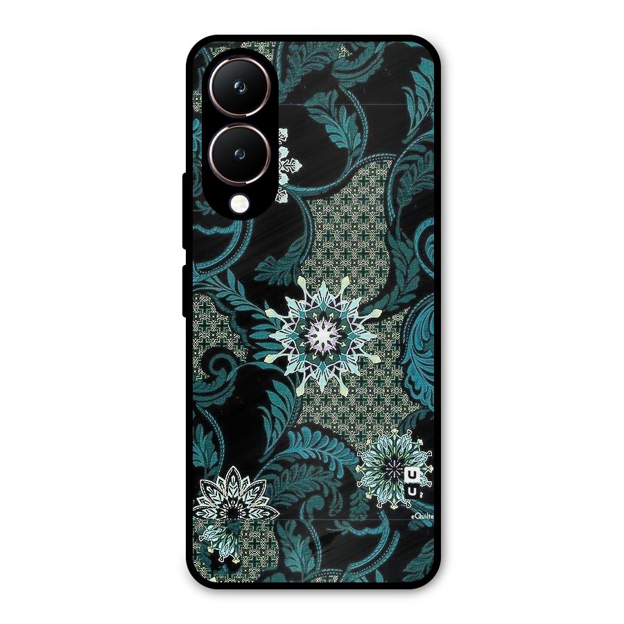Bottle Green Floral Metal Back Case for Vivo Y28