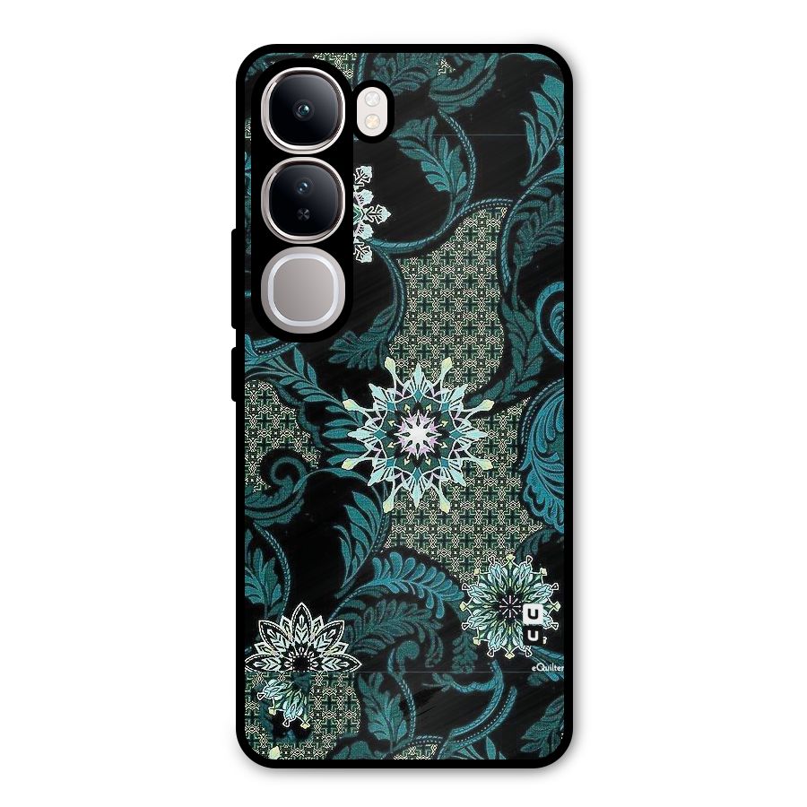 Bottle Green Floral Metal Back Case for Vivo Y300