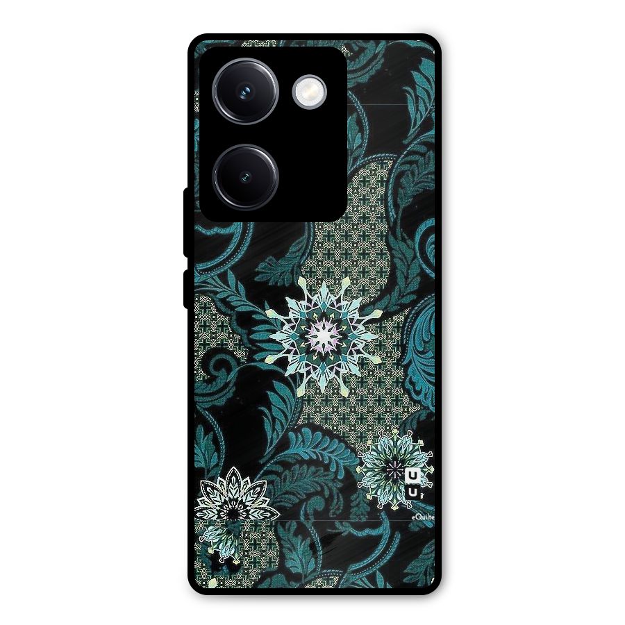 Bottle Green Floral Metal Back Case for Vivo Y300 Plus