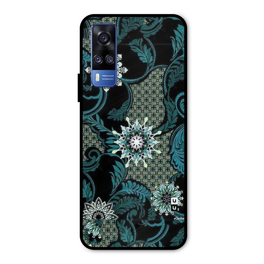 Bottle Green Floral Metal Back Case for Vivo Y31