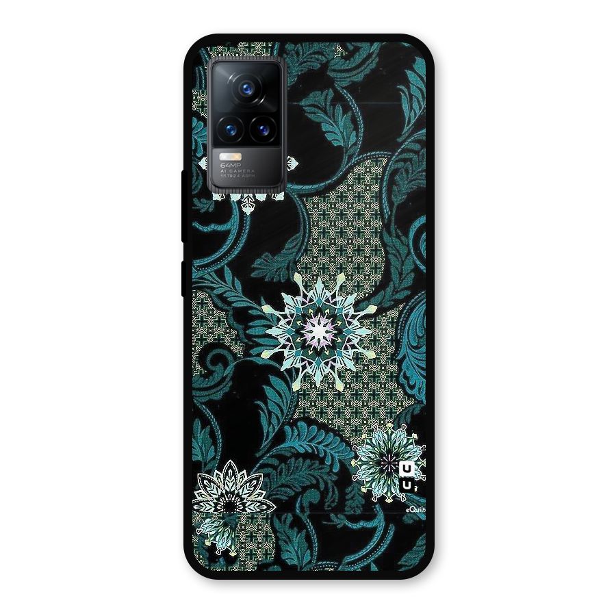 Bottle Green Floral Metal Back Case for Vivo Y73