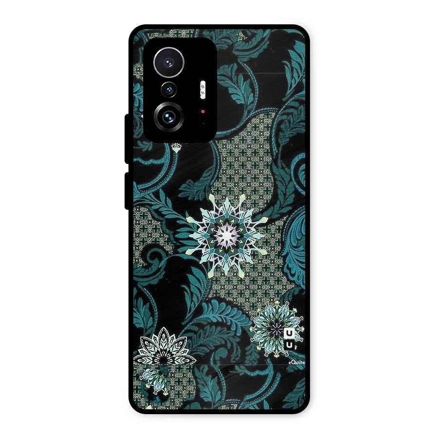 Bottle Green Floral Metal Back Case for Xiaomi 11T Pro