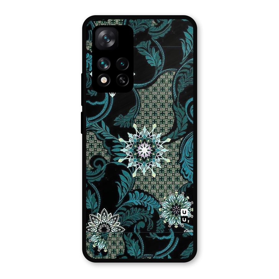 Bottle Green Floral Metal Back Case for Xiaomi 11i Hypercharge 5G