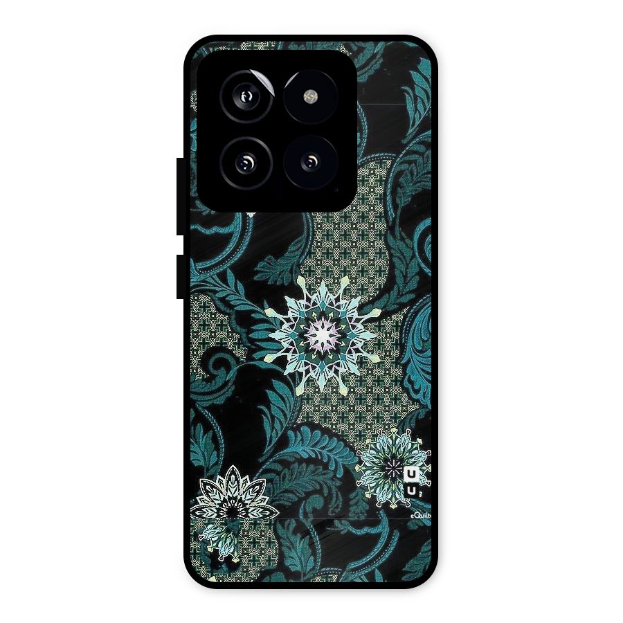 Bottle Green Floral Metal Back Case for Xiaomi 14