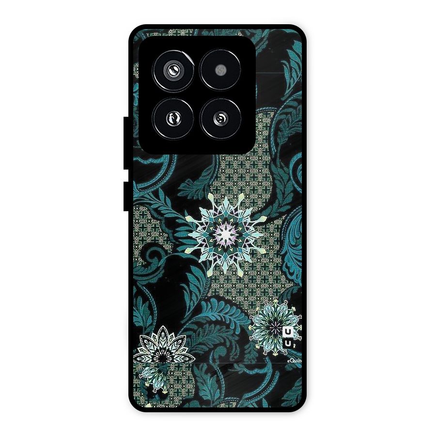 Bottle Green Floral Metal Back Case for Xiaomi 14 Pro