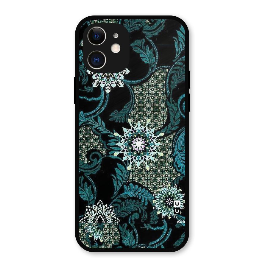Bottle Green Floral Metal Back Case for iPhone 12