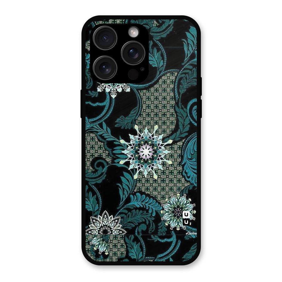 Bottle Green Floral Metal Back Case for iPhone 15 Pro Max