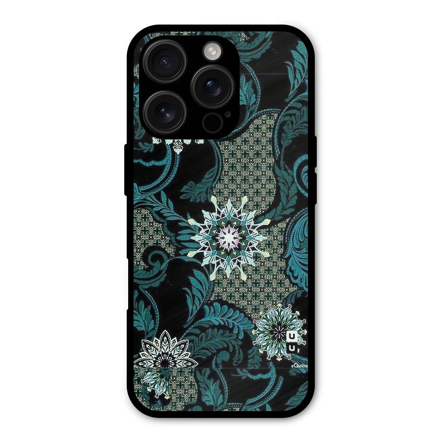 Bottle Green Floral Metal Back Case for iPhone 16 Pro