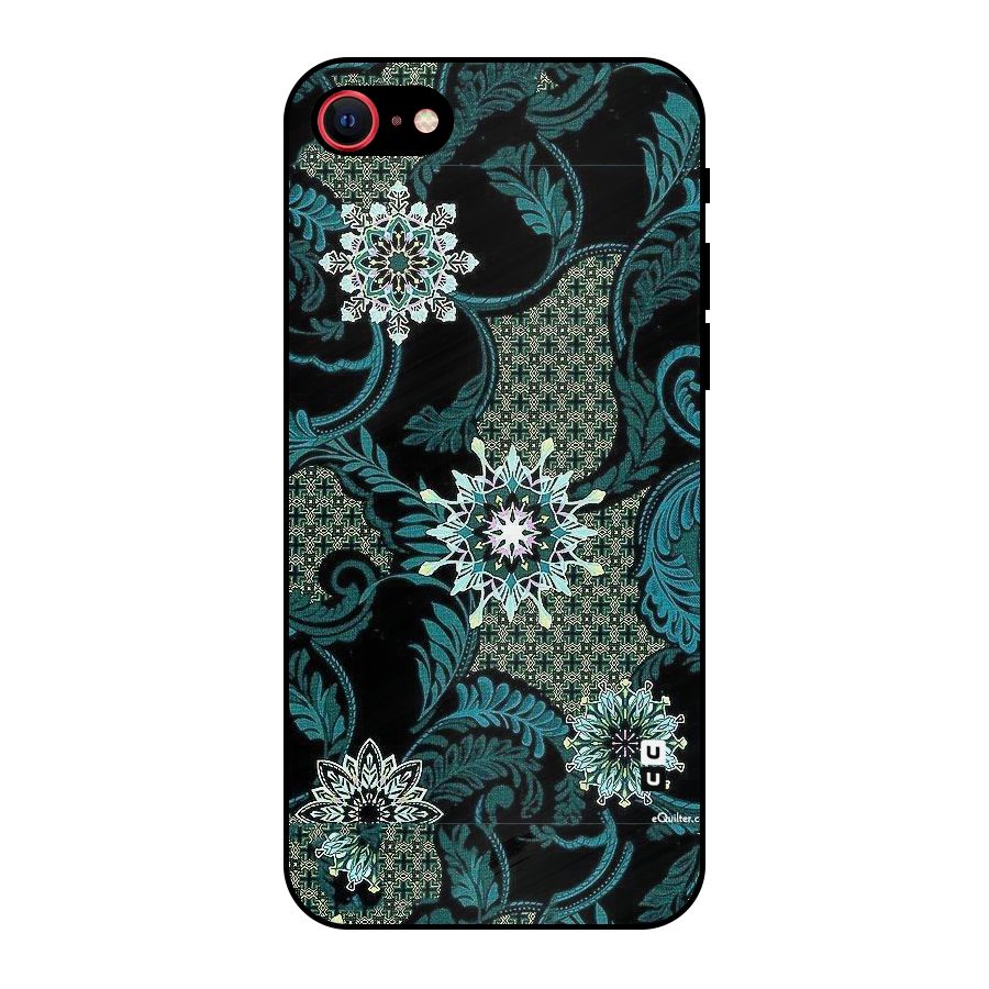 Bottle Green Floral Metal Back Case for iPhone 7