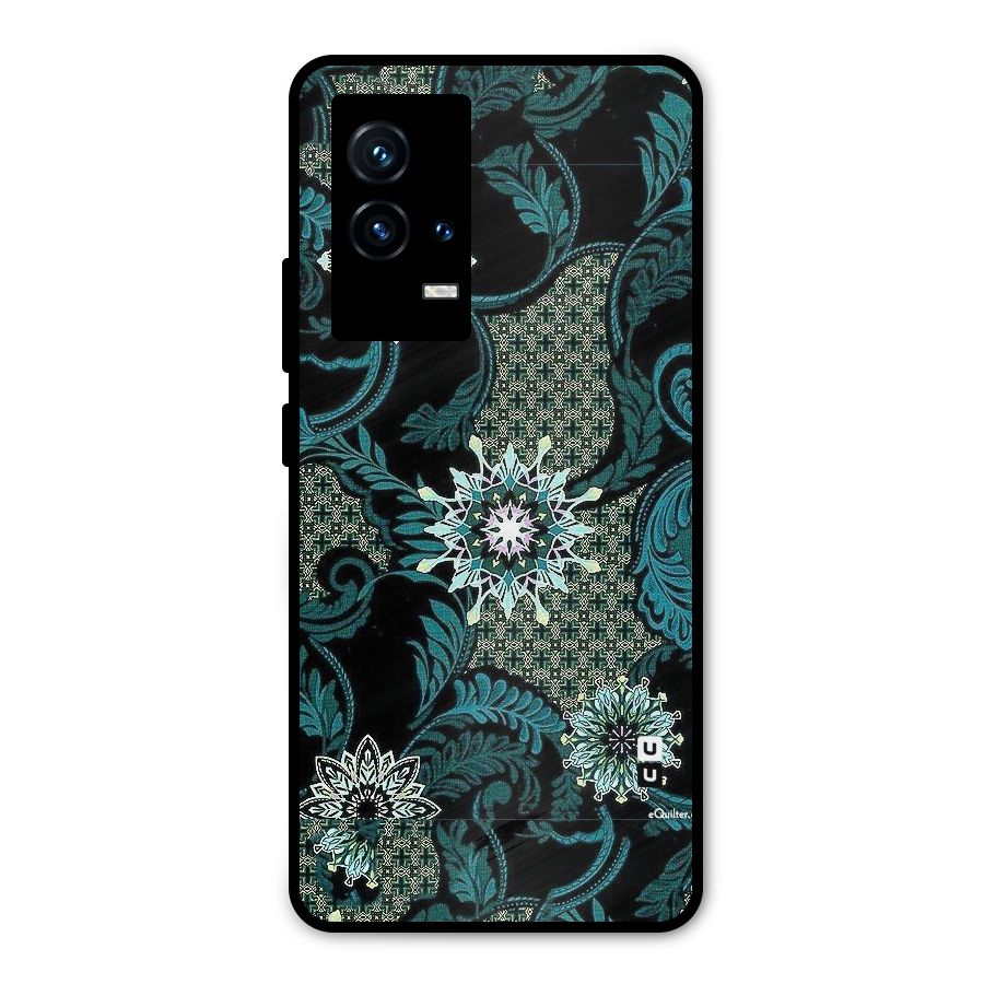 Bottle Green Floral Metal Back Case for iQOO 9 5G