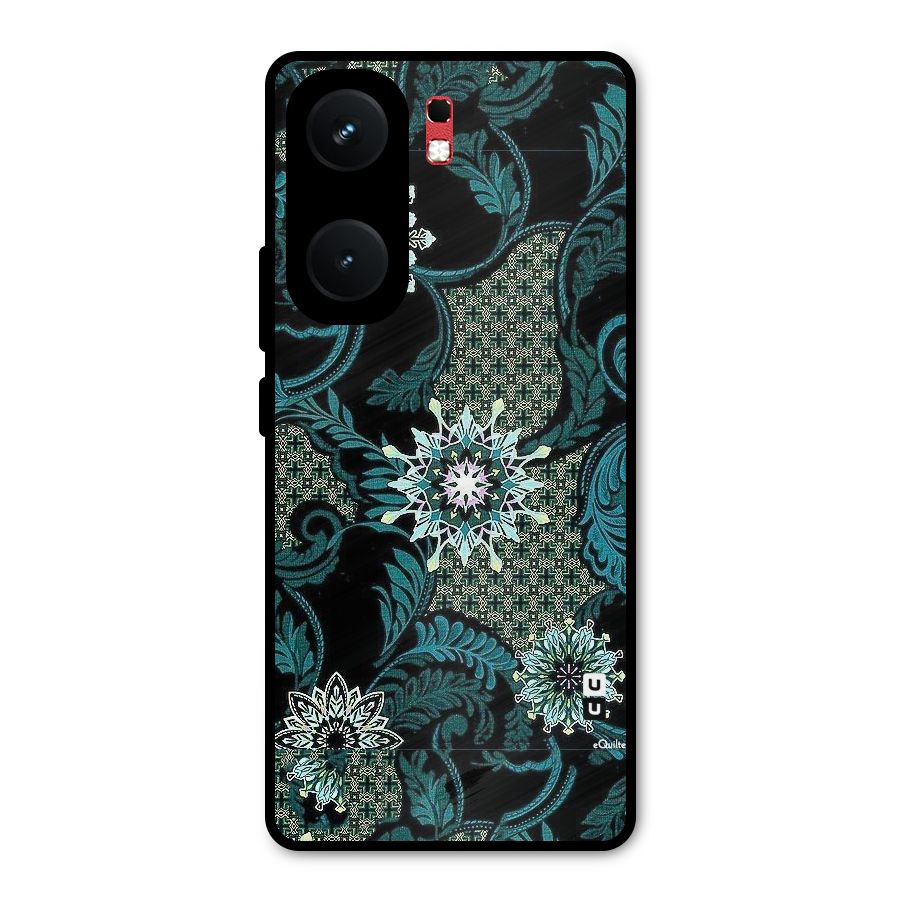 Bottle Green Floral Metal Back Case for iQOO Neo 9 Pro