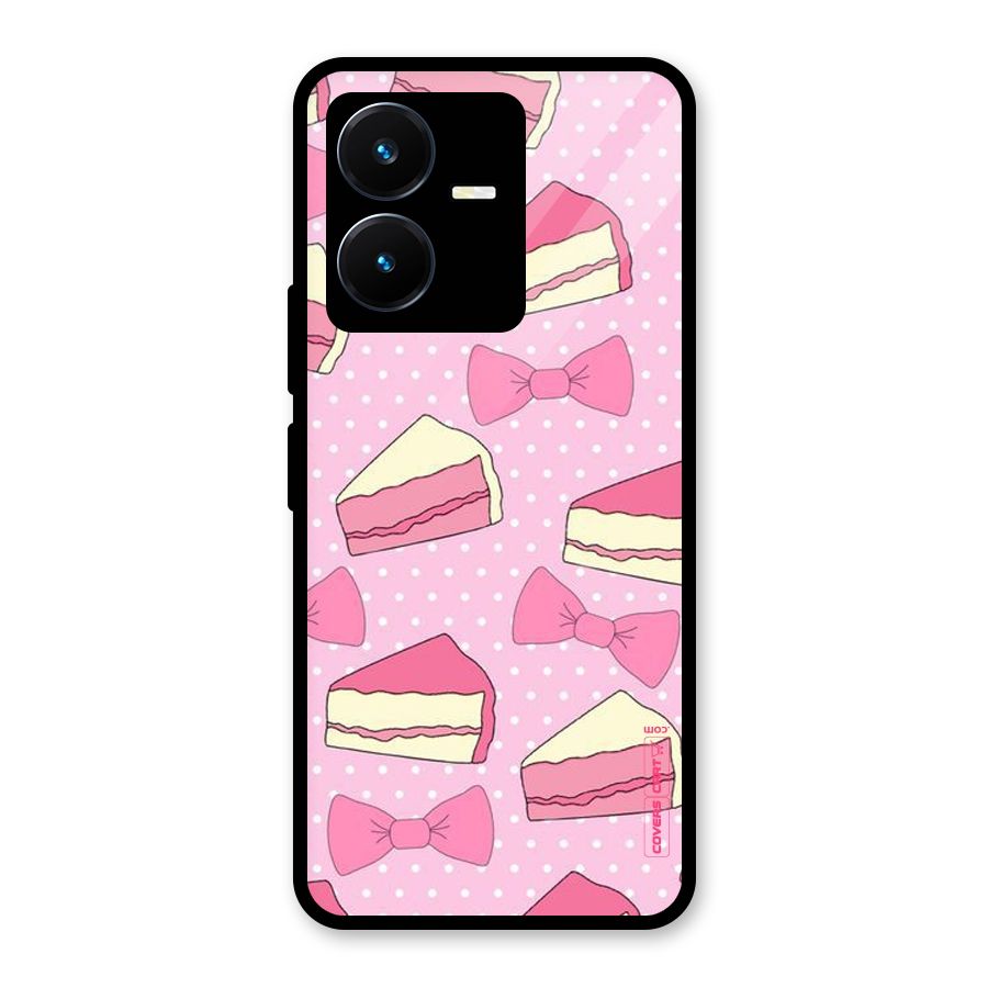 Bow Cake Glass Back Case for Vivo Y22s